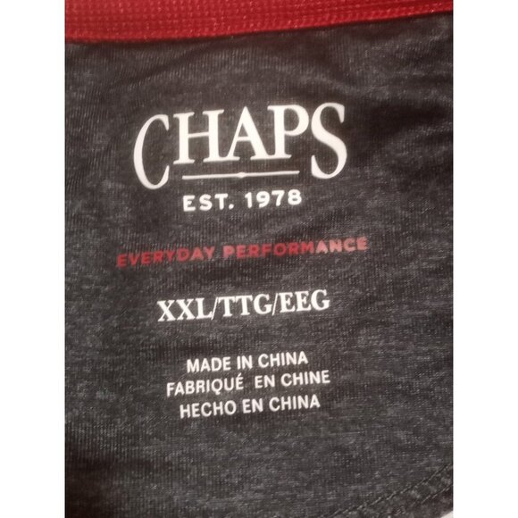 New Chaps Men's 2XL Gray Everyday Performance Stretch Polo Shirt Holiday Print - Picture 10 of 13